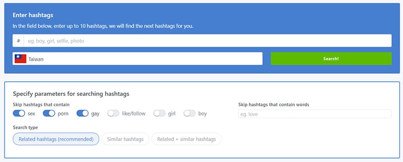 facebook粉絲專頁的Hashtags搜尋工具Tagsfinder