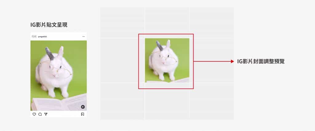 Instagram影片封面調整預覽。