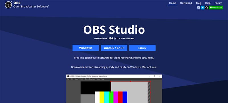 OBS 串流軟體下載位置。