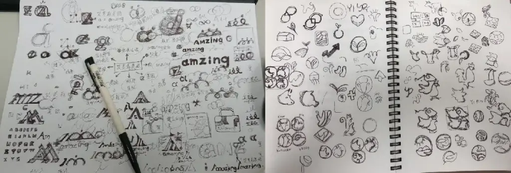 logo設計師手繪草圖階段照片