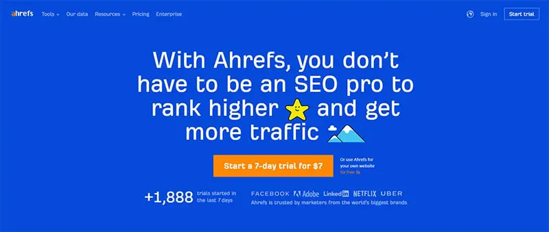 一頁式網頁的關鍵字規劃工具：Ahrefs