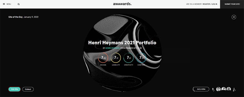 網頁架構參考網站-awwward。