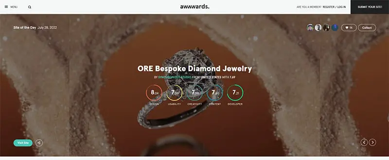 AWWWARDS 知名的網頁設計作品評價網站。